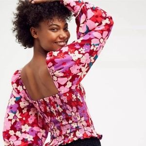 Free People Ariana Print Smocked Elastic top